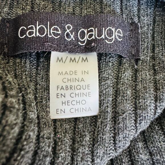 Cable & Gauge Womens Charcoal Grey Ribbed Chunky Cozy Mock Turtleneck Medium - Picture 7 of 12